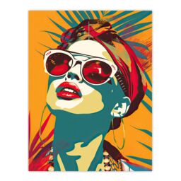 "Artery8 Summer Holiday Travel Vibes Colourful Portrait Wall Art Print in Mustard - Size: W12"" x H16""" - thumbnail 1