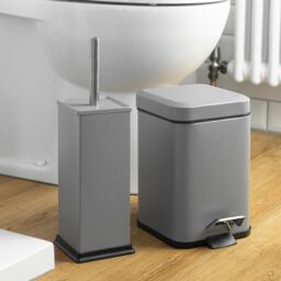 Harbour Housewares Square Toilet Brush & Holder - Cleaning Brush Set with Non Slip Base in Grey - thumbnail 5