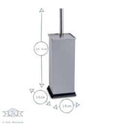Harbour Housewares Square Toilet Brush & Holder - Cleaning Brush Set with Non Slip Base in Grey - thumbnail 3