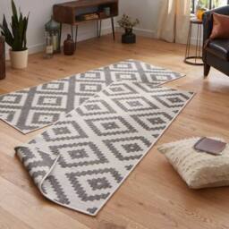 THE RUGS Malta Reversible Indoor Outdoor Rug Flatweave Polypropylene in Grey - Size: 160 cm x 230 cm - thumbnail 7
