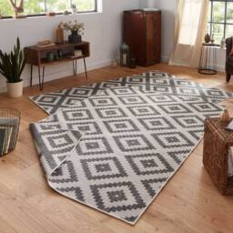 THE RUGS Malta Reversible Indoor Outdoor Rug Flatweave Polypropylene in Grey - Size: 160 cm x 230 cm - thumbnail 3