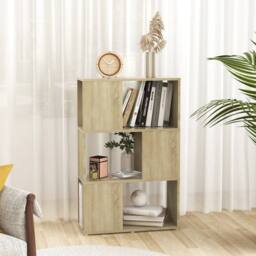 Berkfield Home Book Cabinet Room Divider Sonoma Oak 60x24x94 cm Engineered Wood in Light Brown - Size: 60 x 24 x 94 cm - thumbnail 3