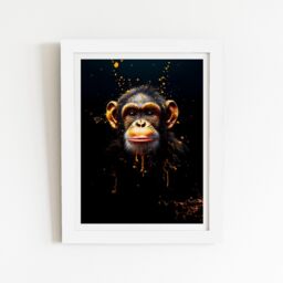 "Warren Reed - Designer Splashart Cheeky Chimp Face Framed Art Print in White - Size: W20"" x H30""" - thumbnail 2