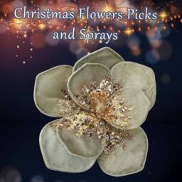 VFM e-Store Christmas Velvet Flower Decoration 11cm x 11cm Green X 1 - Size: 11 cm x 11 cm - thumbnail 3