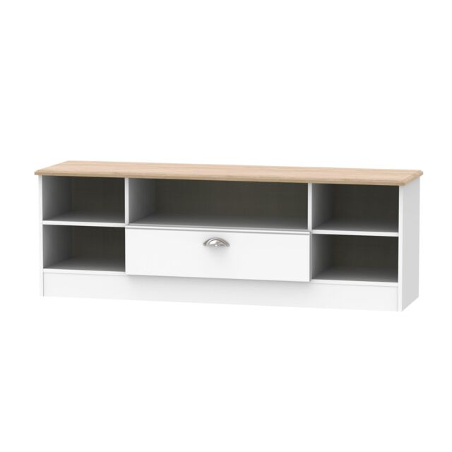 Ready Assembled 2 U Albert Wide 1 Drawer TV & Media Unit (Ready Assembled) in White