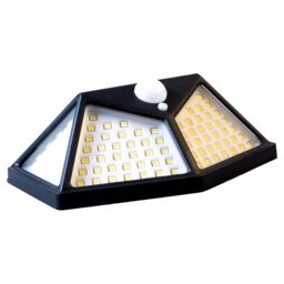 mysmartbuy Black Solar Powered LED PIR Motion Sensor Security Lamp - 600 Lumen Outdoor Garden Wall Light with 100 LEDs & 3m Detection Range - thumbnail 2