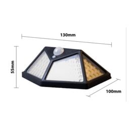 mysmartbuy Black Solar Powered LED PIR Motion Sensor Security Lamp - 600 Lumen Outdoor Garden Wall Light with 100 LEDs & 3m Detection Range - thumbnail 6