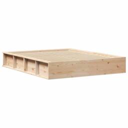 Berkfield Home Modern Bed Frame with Lift-Up Storage, 160 x 200 cm, Solid Pine in Beige - Size: 160 x 200 cm - thumbnail 7