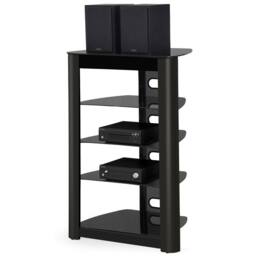 Centurion Supports ZINNIA 5-Shelf Flat Screen TV/Hi-Fi/AV Rack Glass Multimedia Stand in Black - thumbnail 3