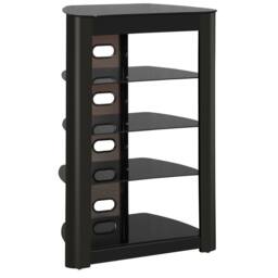 Centurion Supports ZINNIA 5-Shelf Flat Screen TV/Hi-Fi/AV Rack Glass Multimedia Stand in Black - thumbnail 4