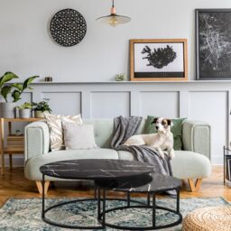 KOSY KOALA Round Coffee Table Set of 2 Nest of Tables Marble Glass Coffee Table Living Room in Black - thumbnail 5