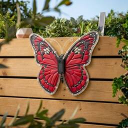 Garden Greatness Scarlet Solar Butterfly Garden Wall Art Light in Red - Size: 1 Pack - thumbnail 2