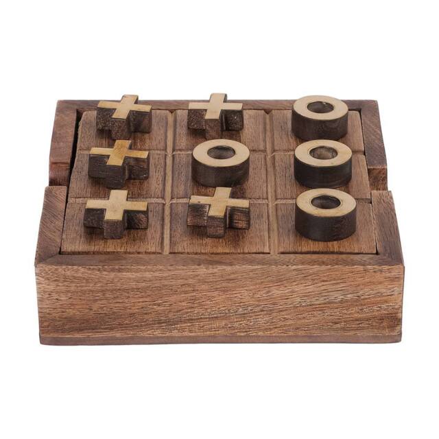 Libra Interiors Pryce Mango Wood Noughts & Crosses & Solitaire Game in Brown - image 1