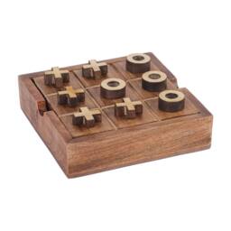 Libra Interiors Pryce Mango Wood Noughts & Crosses & Solitaire Game in Brown - thumbnail 2