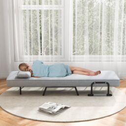 Costway Convertible Single Folding Sofa Bed Sleep Chair with 6 Positions Adjustable Backrest Light Grey - thumbnail 6
