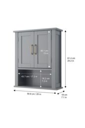 Teamson Home Mercer Wooden Bathroom Furniture Wall Medicine Storage Cabinet in Grey - thumbnail 4