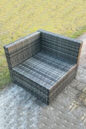 Fimous Outdoor Rattan Single Arm Corner Sofa Chair Garden Furniture With Seat Cushion in Dark Grey - thumbnail 2