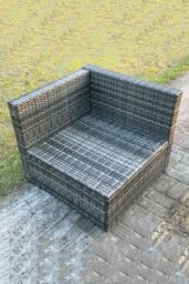 Fimous Outdoor Rattan Single Arm Corner Sofa Chair Garden Furniture With Seat Cushion in Dark Grey - thumbnail 4