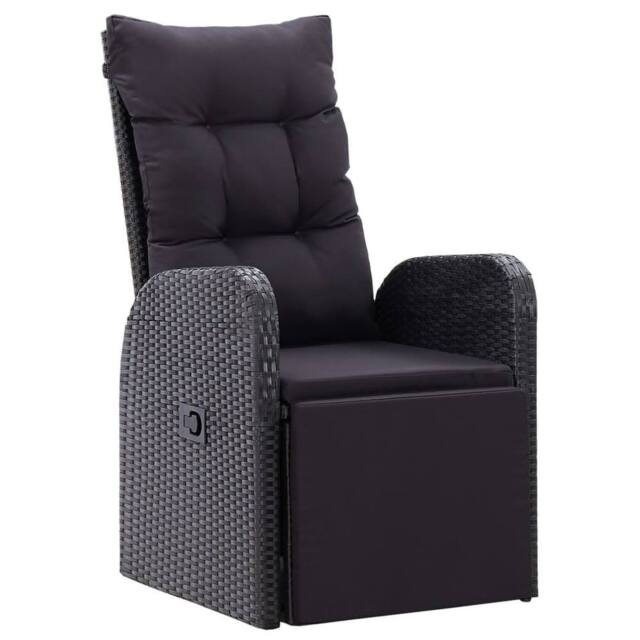 Berkfield Home 3 Piece Garden Dining Set with Cushions Black Poly Rattan - image 1