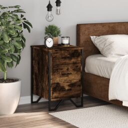 Berkfield Home Bedside Cabinet Smoked Oak 40x41x60 cm Engineered Wood in Brown - Size: 40 x 41 x 60 cm - thumbnail 3
