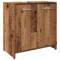 Berkfield Home Bathroom Sink Cabinet Old Wood 60x33x60 cm Engineered Wood in Brown - Size: 60 x 33 x 60 cm - thumbnail 2