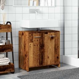 Berkfield Home Bathroom Sink Cabinet Old Wood 60x33x60 cm Engineered Wood in Brown - Size: 60 x 33 x 60 cm - thumbnail 3