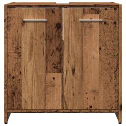Berkfield Home Bathroom Sink Cabinet Old Wood 60x33x60 cm Engineered Wood in Brown - Size: 60 x 33 x 60 cm - thumbnail 5