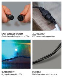 Xmas Haus String Lights Black Rubber IP65 5m/40 LED Colour Change - thumbnail 4