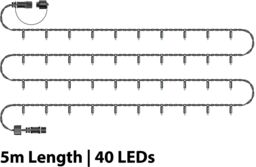 Xmas Haus String Lights Black Rubber IP65 5m/40 LED Colour Change - thumbnail 2