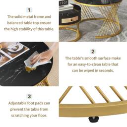 ModernLuxe 2-in-1 round coffee table with marble top & rattan drawers in Black - thumbnail 7