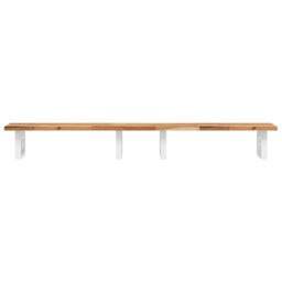 Berkfield Home Basin Shelf Wall Mounted Steel & Solid Wood Acacia in Brown - thumbnail 4