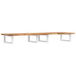Berkfield Home Basin Shelf Wall Mounted Steel & Solid Wood Acacia in Brown - thumbnail 2