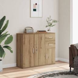 Berkfield Home Sideboard Artisan Oak 91x29.5x75 cm Engineered Wood in Brown - thumbnail 2