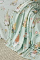 Catherine Lansfield 'Spring Gonks' Cosy Fleece Blanket Throw in Light Green - Size: 130 cm x 170 cm - thumbnail 3