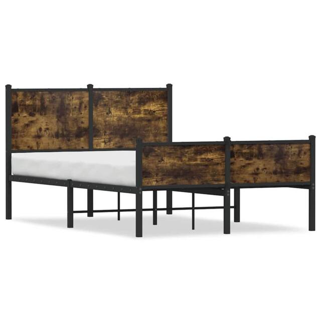 Berkfield Home Metal Bed Frame without Mattress Smoked Oak 120x190 cm Small Double in Brown - image 1