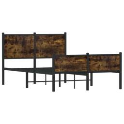 Berkfield Home Metal Bed Frame without Mattress Smoked Oak 120x190 cm Small Double in Brown - thumbnail 3