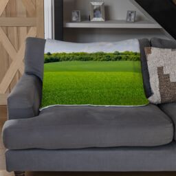 Benjamin Tate Design Summer landscape with hilly green field & forest in the distance Designer Blanket in Natural - Size: 120 cm x 150 cm - thumbnail 2