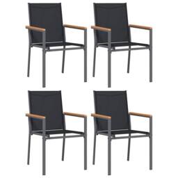 Berkfield Home 5 Piece Garden Dining Set Black Textilene & Steel - thumbnail 4