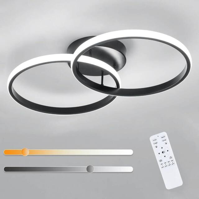 Goeco LED Ceiling Light, Dimmable, Modern, 38W, for Bedroom, Living Room in Black - image 1