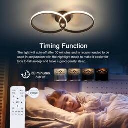 Goeco LED Ceiling Light, Dimmable, Modern, 38W, for Bedroom, Living Room in Black - thumbnail 8