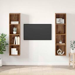 Berkfield Home TV Cabinet 2 pcs Brown 37 x 37 x 142.5 cm Engineered wood - thumbnail 2