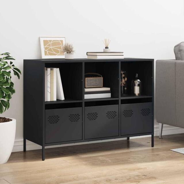Berkfield Home Sideboard Black 101.5x39x73.5 cm Cold-rolled Steel - image 1