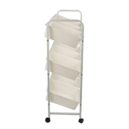 Kelvenix Double Row Mobile Metal Plastic Office Storage Cart Shelf in White - Size: 0.6m2 - thumbnail 5