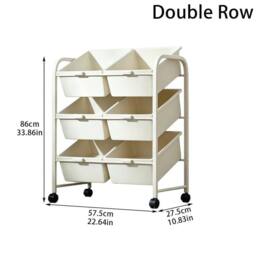 Kelvenix Double Row Mobile Metal Plastic Office Storage Cart Shelf in White - Size: 0.6m2 - thumbnail 2