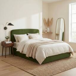 FurnitureboxUK Amelie Green Velvet Ottoman Double Bed Frame - Size: King - thumbnail 1