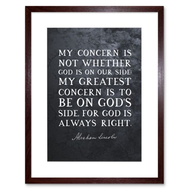 "Artery8 Wall Art Print Slate Quote Abraham Lincoln Gods Side Artwork Framed 9X7 Inch in Brown - Size: W7"" x H9""" - image 1