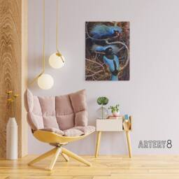 "Artery8 Blue Bird of Paradise Sir Henry Johnston Vintage Canvas Wall Art in Brown - Size: W18"" x H24""" - thumbnail 3