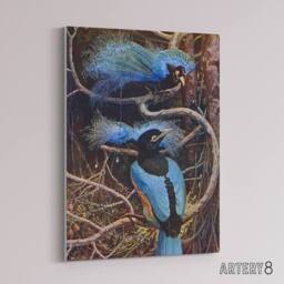 "Artery8 Blue Bird of Paradise Sir Henry Johnston Vintage Canvas Wall Art in Brown - Size: W18"" x H24""" - thumbnail 2
