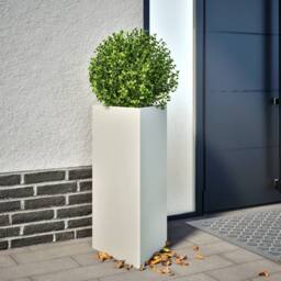 Berkfield Home Durable Garden Planter White Triangular 40x34.5x70 cm Steel - thumbnail 2