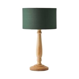 ValueLights Victoria Light Wood Traditional Table Lamp with Fabric Drum Shade & LED Bulb in Green - thumbnail 7